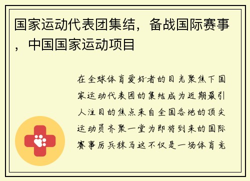 国家运动代表团集结，备战国际赛事，中国国家运动项目
